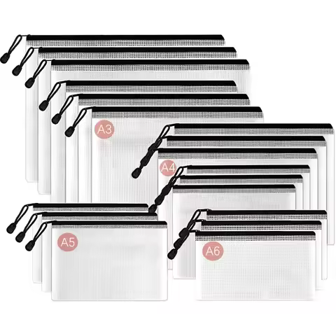 1pcs Waterproof Mesh Zipper Document Bag A3/A4/A5/A6 File Folder Storage Pouch for Office School Tra