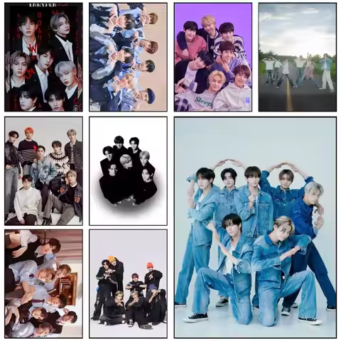 1PC E-ENHYPEN Kpop Man Poster Self-adhesive Art Waterproof Paper Sticker Coffee House Bar Room Wall 