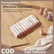 FCMY 10 Grid Nail Transfer Paper Storage Organizer 3D Printed Box with Colorful Display Stand for Na