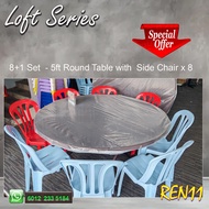 Restoran Furniture , Plastic Chair ,3v Grad A Plastic, 5ft Dining Table with 8 chair