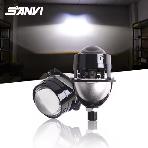 SANVI 96W S6 Bi Led Projector Lens 2.5 Inch 5500K H7 H4 LED H1 9005 9006 Headlight Plug and Play Car