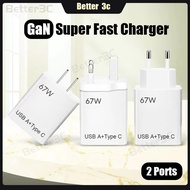 67W GaN Super Fast Charger USB A+Type C Super Flash Charging Adoptor 5V5A Mobile Phone Charger Power