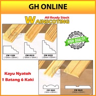 WAINSCOTING WOOD RAIL MOULDINGS WAINSCOTING DECORATION BINGAI KAYU SKIRTING KAYU NYATOH SOILD WOOD