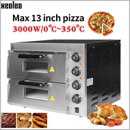 XEOLEO 13inch Pizza Oven 3KW Electric Baking Oven Machine Commercial Double Layer Bakery Oven with A