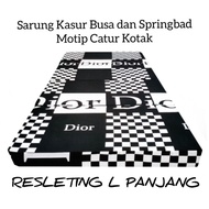 Sarung kasur busa resleting motif Kotak kotak / Aesthetic Korean Style Kain katun cina murah