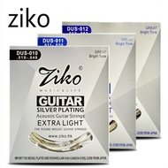 Tali Gitar Kapok Ziko DUS-010 / DUS-011 Extra Light Acoustic Guitar Strings Hexagon Alloy Wire Silver Plated Wound