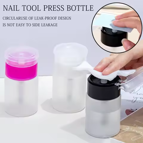 60ml Empty Pump Dispenser Liquid UV Gel Polish Nail Art Polish Clean Acetone Bottle Polish Cleanser 