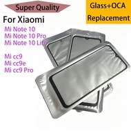 For Xiaomi Mi Note 10 Pro Lite CC9 CC9E CC9 Pro Touch Screen Panel Front Outer Glass With OCA