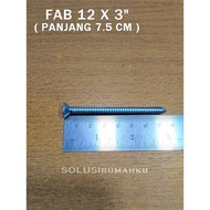 50 Wood Screws Iron/Philips FAB 12 x 3" Flat Head 5.2x76.2mm