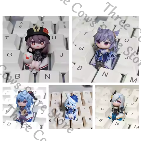 Anime Genshin Impact Furina Focalors Ganyu Hu Tao Keqing Shenhe Cosplay Cartoon Keycap Keyboard Cap 