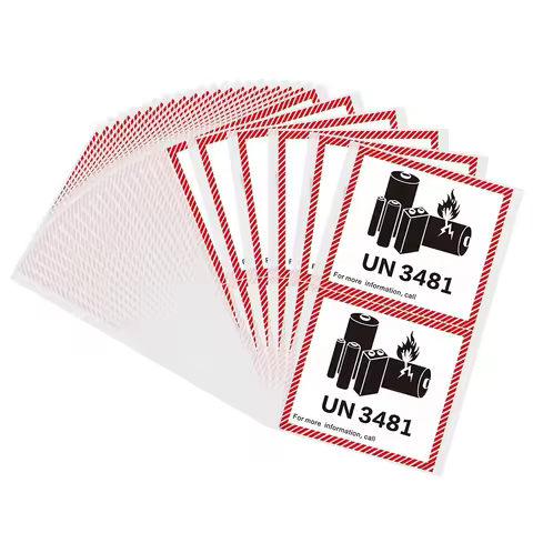 100Pcs Battery Fire Labels UN3481 Transport Lithium Battery Label with Adhesive 4.7 "x 4.3" Transpor
