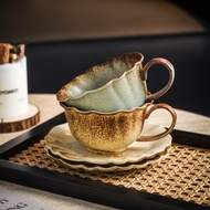 High-value Petal Coffee Cup Retro Kiln Becomes High-end Coffee Shop Household Commercial Latte Cup C