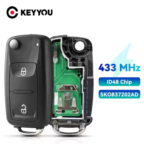 KEYYOU 2BTN Flip Remote 5K0 837 202 AD Car key 434MHz ID48 For Volkswagen VW Amarok Transporter Mult