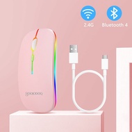 GOOJODOQ RGB LED Backlit Wireless Mouse Bluetooth Mouse Rechargeable Gaming Mouse Ergonomic USB For