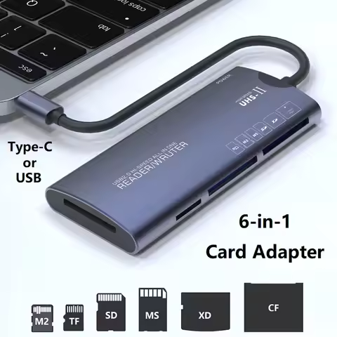 XD Picture Card Reader USB Type C TF/SD/MS/M2/XD/CF 6 in 1 Memory Card Reader USB C CF Card Adapter 