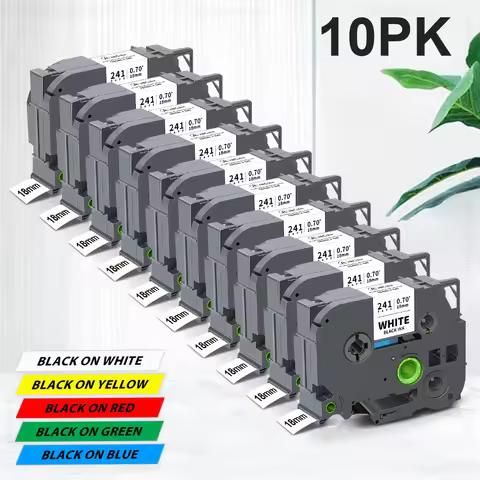 5PK/10PK 18mm TZe241 Compatible for Brother P-Touch TZe Label Tape TZe241 141 441 641 for Brother PT