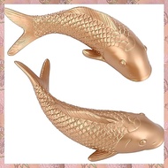[h3w732xnj.ph] 2Pcs Resin Carp Golden Fish Wall Hanging Ornament Personality Fish Figurine for Home 