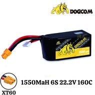 Dogcom 22.2V 1550mAh 160C 6S Lipo Battery With XT60 Plug DCM1550/160-6S