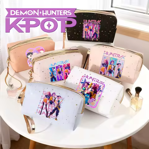 Cute Cartoon KPop Demon Hunters Makeup Bag Anime Character Rumi Zoey Mira Portable Storage Birthday 