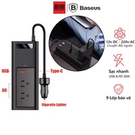 12v To 220V Baseus In Car Inverter 150W Multi-Function Car Power Adapter Charger Supports PD Type-C 