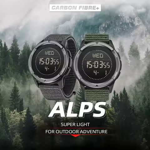 NORTH EDGE Watches for Men ALPS 45MM Outdoor Sports Metronome Compass Waterproof Carbon Fiber Nylon 