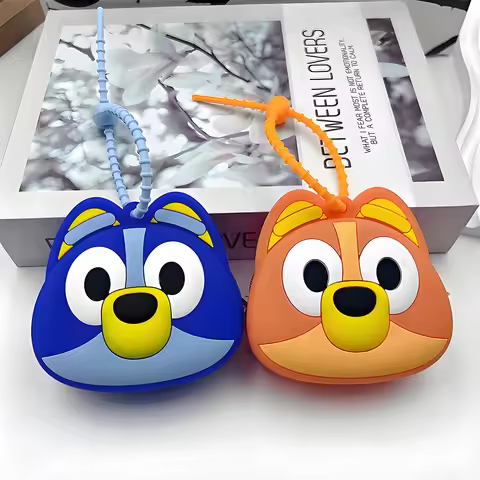 Bluey Bingo Cartoon Coin Purse Cute Mini Soft Rubber Material Zipper Wallet Kindergarten Students' C