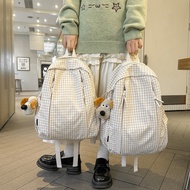HugApe Bag | Check Backpack Female Fashion Large-Capacity College Student Schoolbag Travel Computer 