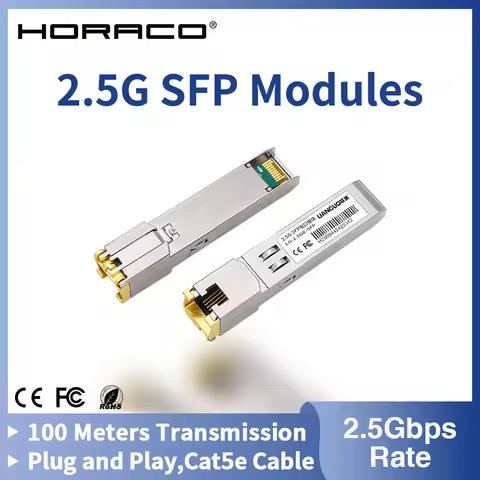HORACO 2.5G SFP Module 2500M Optical Port Turn to RJ45 Ethernet Port Gigabit 1000M Transceiver Modul