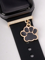 1 pulsera de metal con diseño de pata de gato y perro, compatible con accesorios de correa de Apple Watch para Apple Watch, serie de correas de silicona, anillo decorativo, uñas