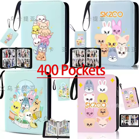 Skzoo Stray Kids Photocard Binder Zipper 400 Pockets Glitter Kpop Idol Card Collection Album With Wr