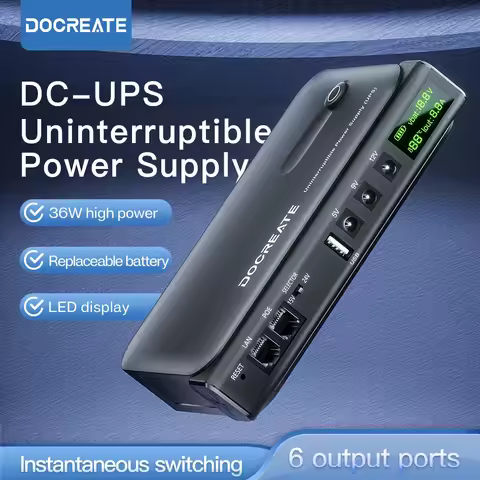 Mini UPS Battery Backup 36W Uninterruptible Power Supply With Interchangeable 18650 Battery For Rout
