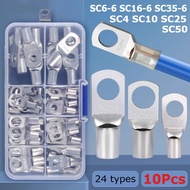 10pcs SC Type Bare Copper Nose Terminal Cold Pressed SC4 SC6 SC10 SC16 SC25 SC35  SC50 Battery Block