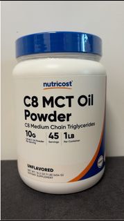 Nutricost, C8 MCT Oil Powder, Unflavored, 1 lb (454 g)