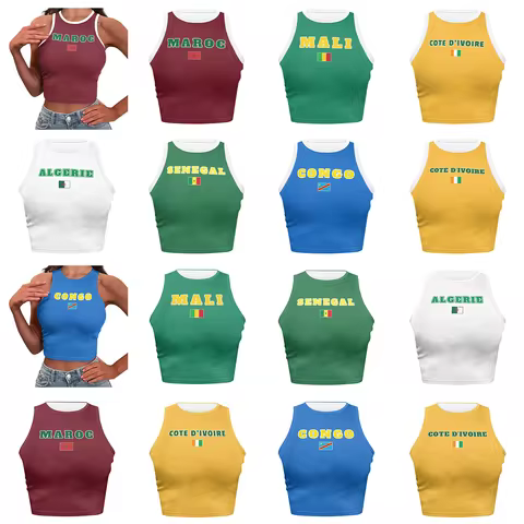Morocco Maroc Congo Senegal Cote D'ivoire Algerie Algeria Mali Flag Color Letter Design Hot Ladies C