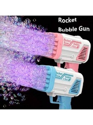泡泡槍泡沫火箭彈發射器彩色燈光夏季戶外玩具，適用於婚禮派對/聖誕禮物（不含電池）