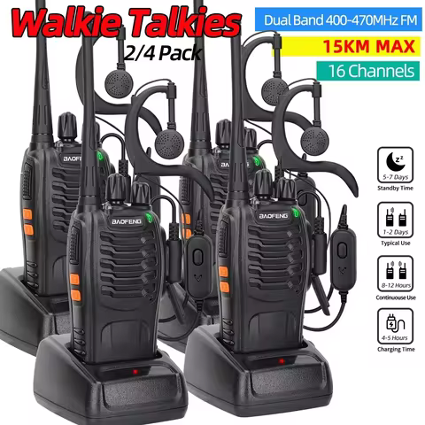 2/4PCS Baofeng BF-888S V2 Walkie Talkie Dual Band Portable Long Range UHF 400-470MHz USB/EU/US Ham T