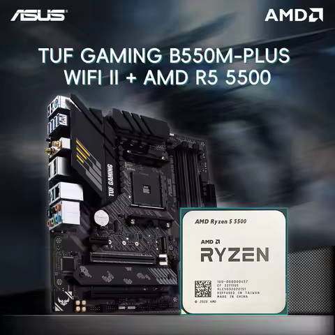 AMD R5 5500+ASUS TUF GAMING B550M-PLUS WIFI II Motherboard Wi-Fi 6 M-ATX 24.4cm x 24.4cm