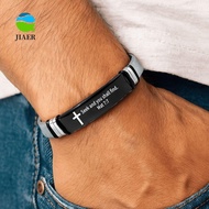 JIAER Family Friendship Bracelet, Stainless Steel/PVC Silver Inspirational Quotes Braclets, Simple A