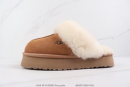 UGG W รองเท้าบูทลุยหิมะพื้นหนาบุขนสำหรับฤดูหนาวรองเท้าแตะผู้หญิงหนังวัวสีเหลืองไซส์35-40 (พร้อมกล่อง