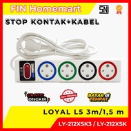 Loyal 5-Pin Socket with 1.5M Cable Switch SNI Loyal Junior LY-212XSK LY-212XSK3 Brass Terminal3m
