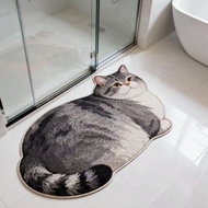 Cute Cat 3D Bathroom Mat, Absorbent Non-slip Mat, Entryway Doormat, Toilet Floor Mat