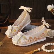New Retro Hanfu Shoes Female Students Ancient Style Embroidered Shoes Han Elements Inner Heightening