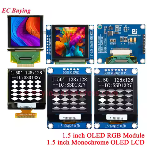 1.5 inch OLED Module 1.5" RGB Color 128x128 LCD LED Display Screen 128*128 SSD1327 SSD1351 SPI/IIC I