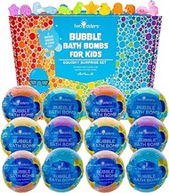 12 Squishy Bubble Bath Bombs for Kids with Surprise Squishy Toys Inside by Two Sisters. 12 Large 99% Natural Fizzies in Gift Box. Moisturizes Dry Skin. Releases Color, Scent, Bubbles (Squishy)