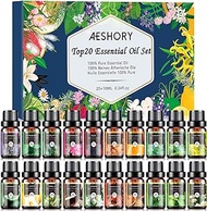 Essential Oils Set, 20x10ml Aromatherapy Essential Oil Kit for Diffuser, Humidifier, Massage, Skin &