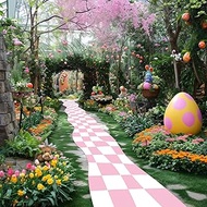 Wonderland Party Decoration Pink and White Checkered Aisle Runner 118 x 24 Inches Wonderland Checker