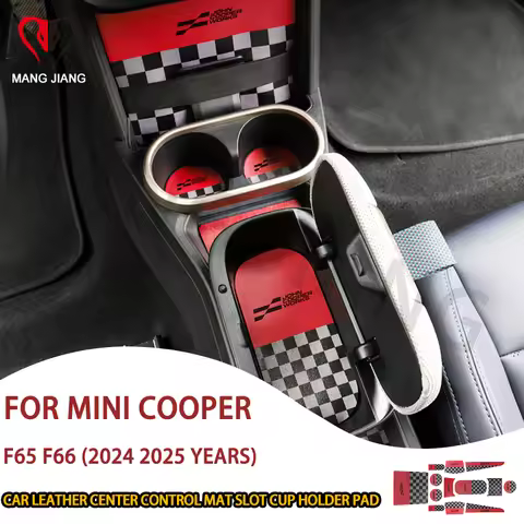 Car Door Groove Mat Slot Cup Holder Pad For Mini Cooper F65 F66 2024 2025 Water Holder Leather Anti-