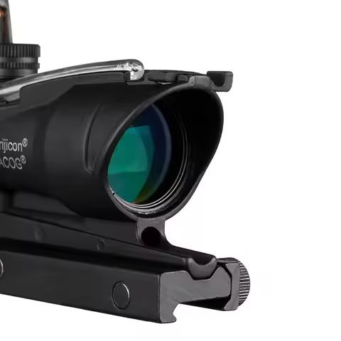 US Stock 4x32 Red Fiber Source Real Fiber Scope with Red Dot Sight Marked Version Black Riser Optica