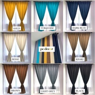 PCDECOR Langsir Semi Blackout Plain Ring Dim Out Window Curtain Hook & Eyelet French Pleat Siap Jahi