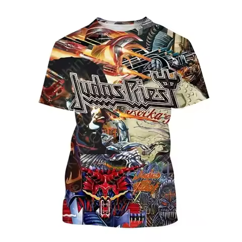 Summer Cool Tops Short Sleeve Metal Judas Priest Band Graphic 3d Printed Kids Adults Short Sleeve Ov
